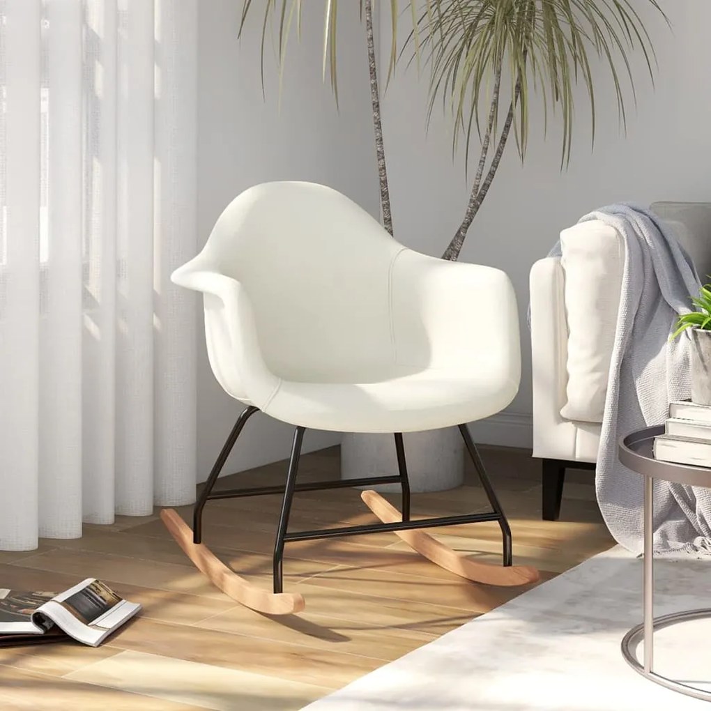 vidaXL Cadeira de baloiço tecido cor creme