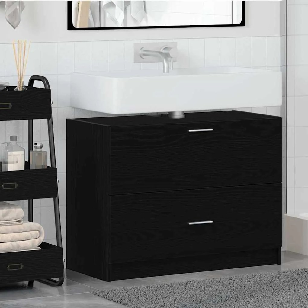 vidaXL Armário de Pia com gaveta Carvalho Preto 78 x 37 x 59 cm