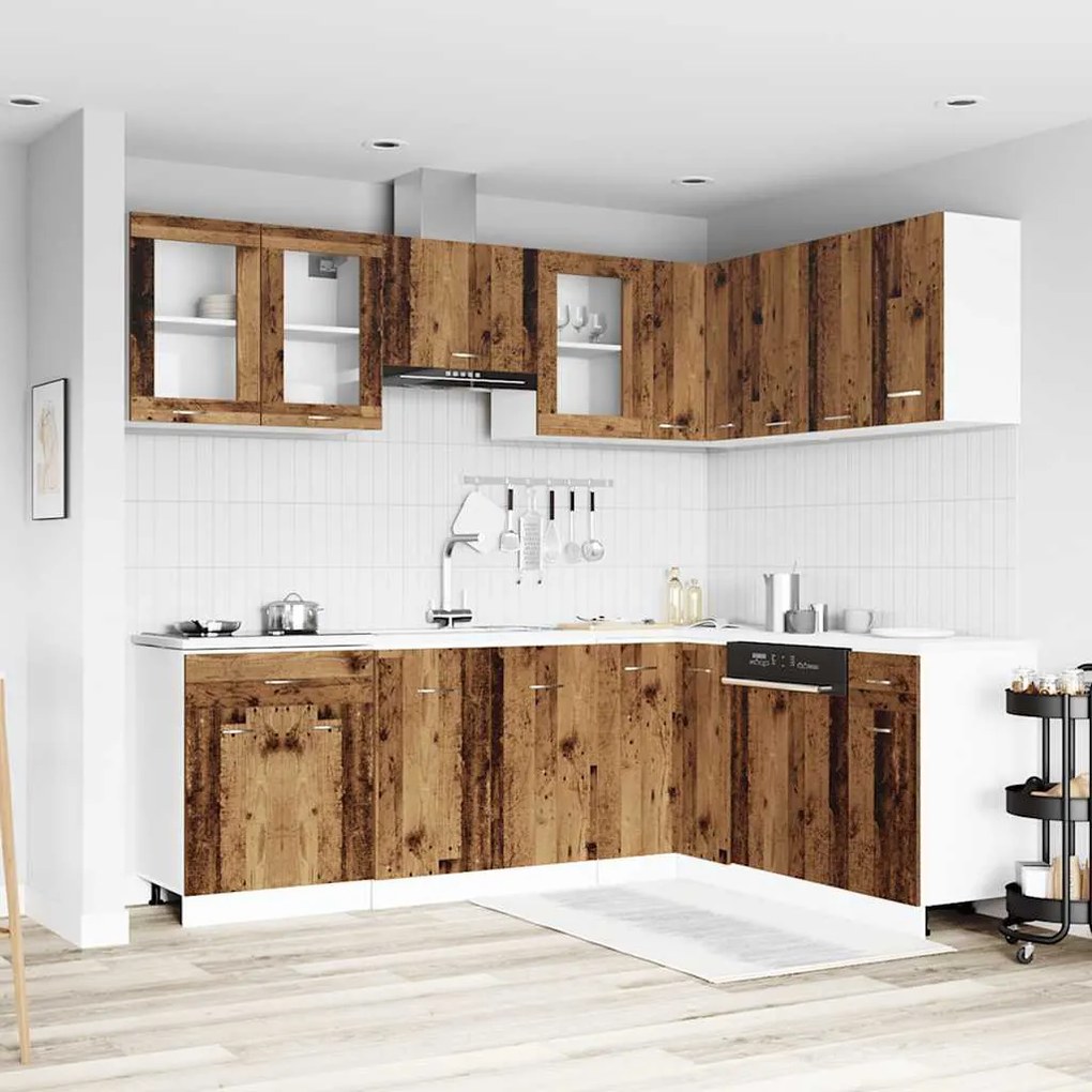 vidaXL 11 pcs armário de cozinha conjunto deriv. madeira madeira velha