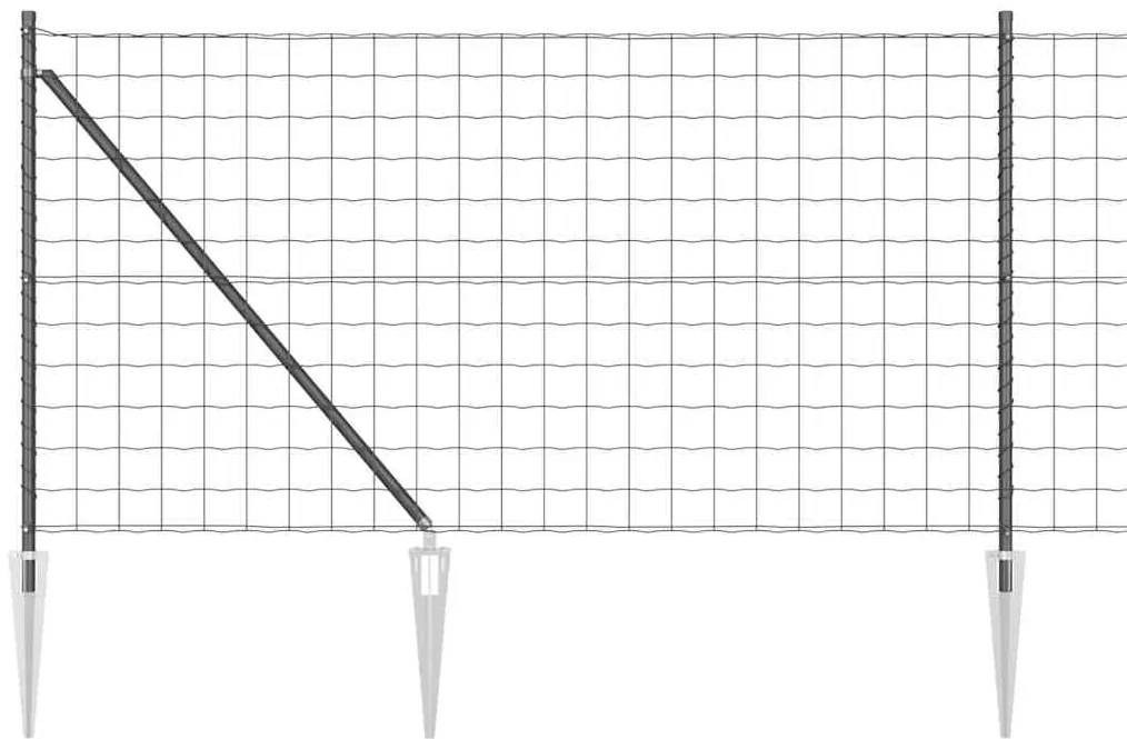 Cerca Euro com 13 postes espinhos 1x25 m de aço galvanizado cinza