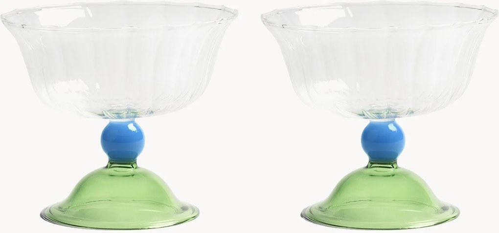 Taças de champanhe em vidro de borosilicato artesanal Tulip, conjunto de 2