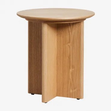 Mesa De Apoio Redonda Ø45 Cm Em Mdf Saonara Natural - Sklum