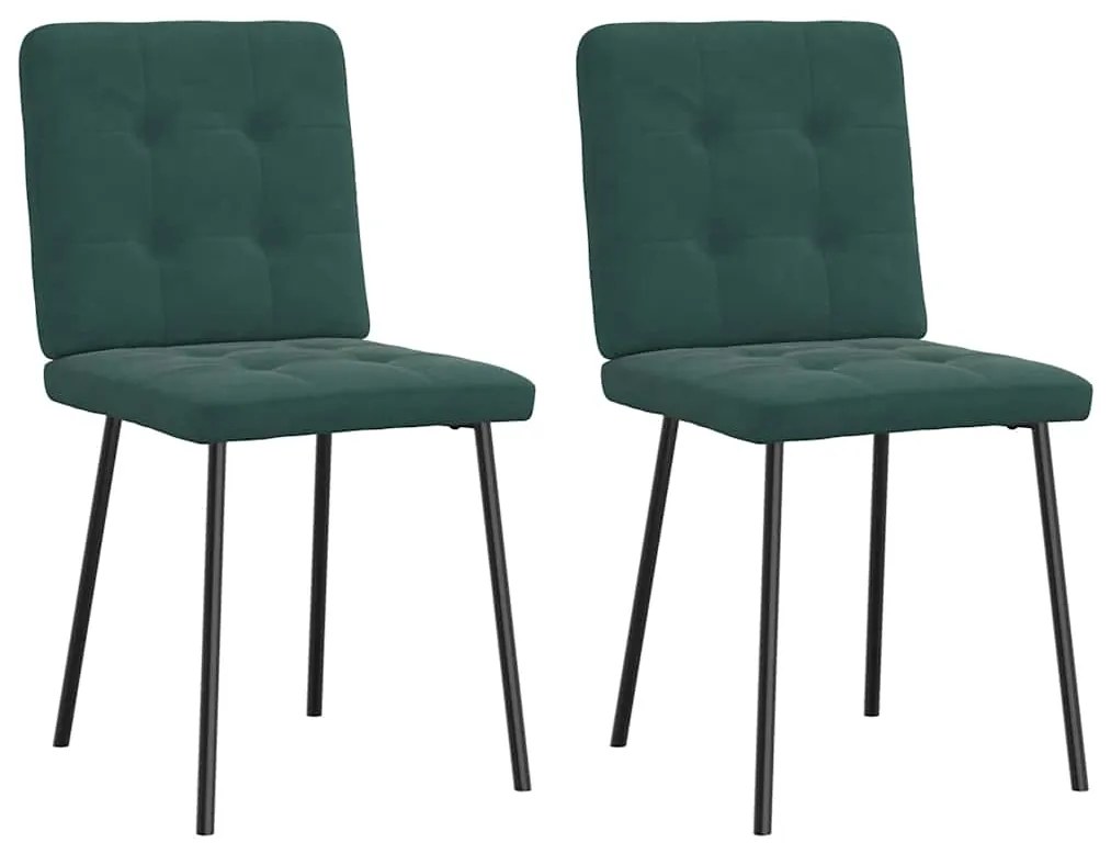 Cadeiras de jantar 2 pcs veludo verde-escuro