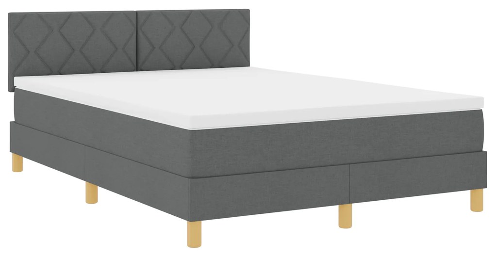 Cama Box Spring com Colchão Cinza Escuro 140x200 cm Tecido