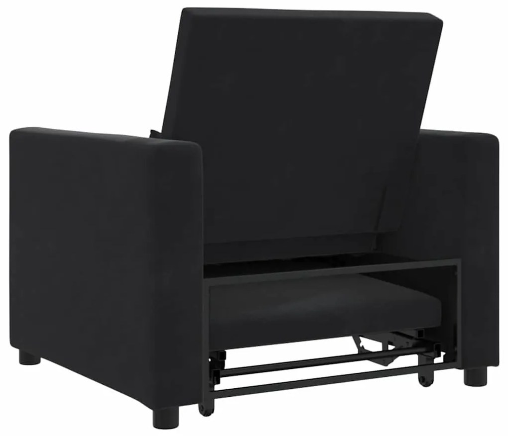 Sofá-cama Conversível 3 em 1 Veludo Preto