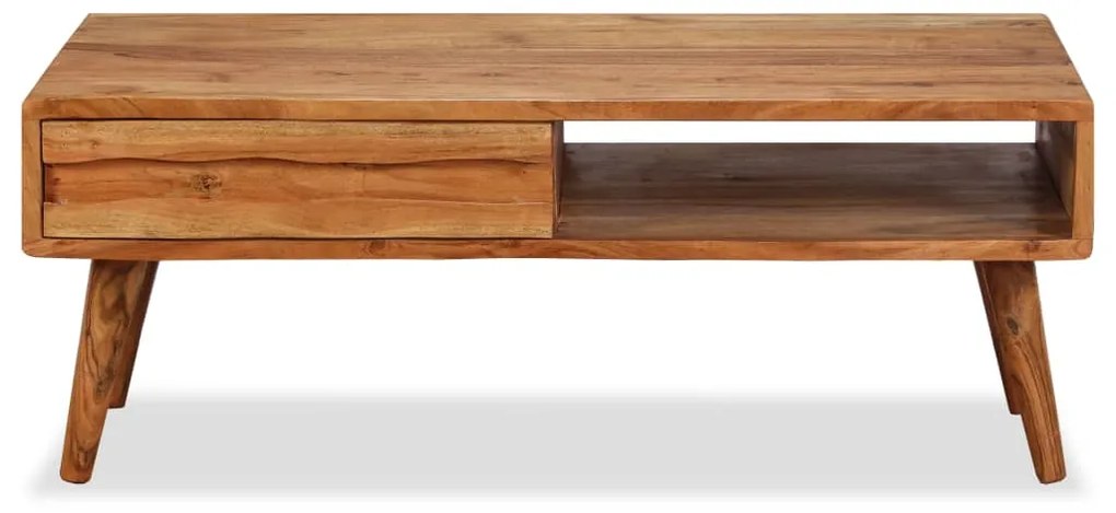 Mesa de centro madeira maciça com gaveta esculpida 100x50x40 cm