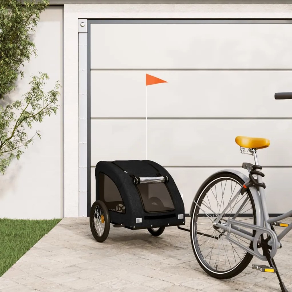 vidaXL Reboque bicicleta p/ animais tecido oxford/ferro preto