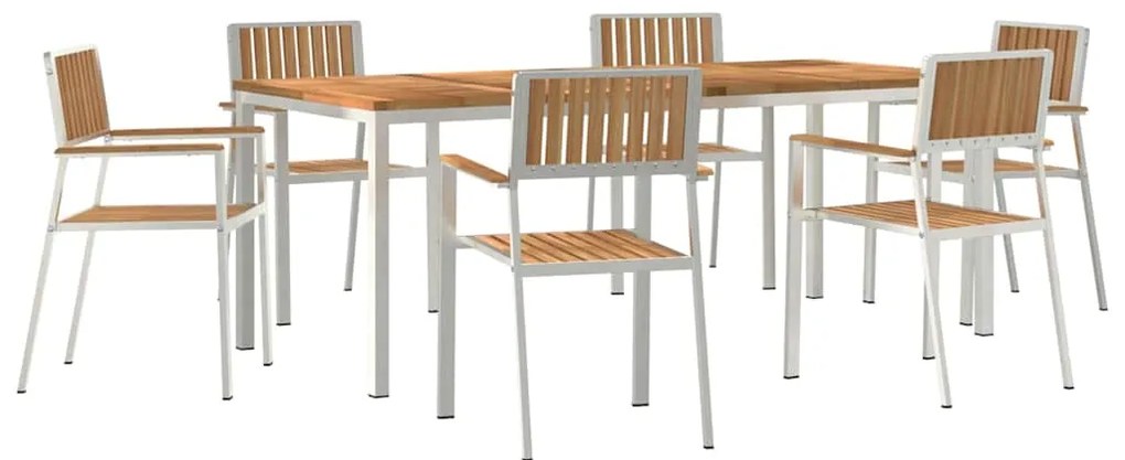 Conjunto de Jantar de Jardim de 7 Peças Madeira Sólida de Teca vidaXL