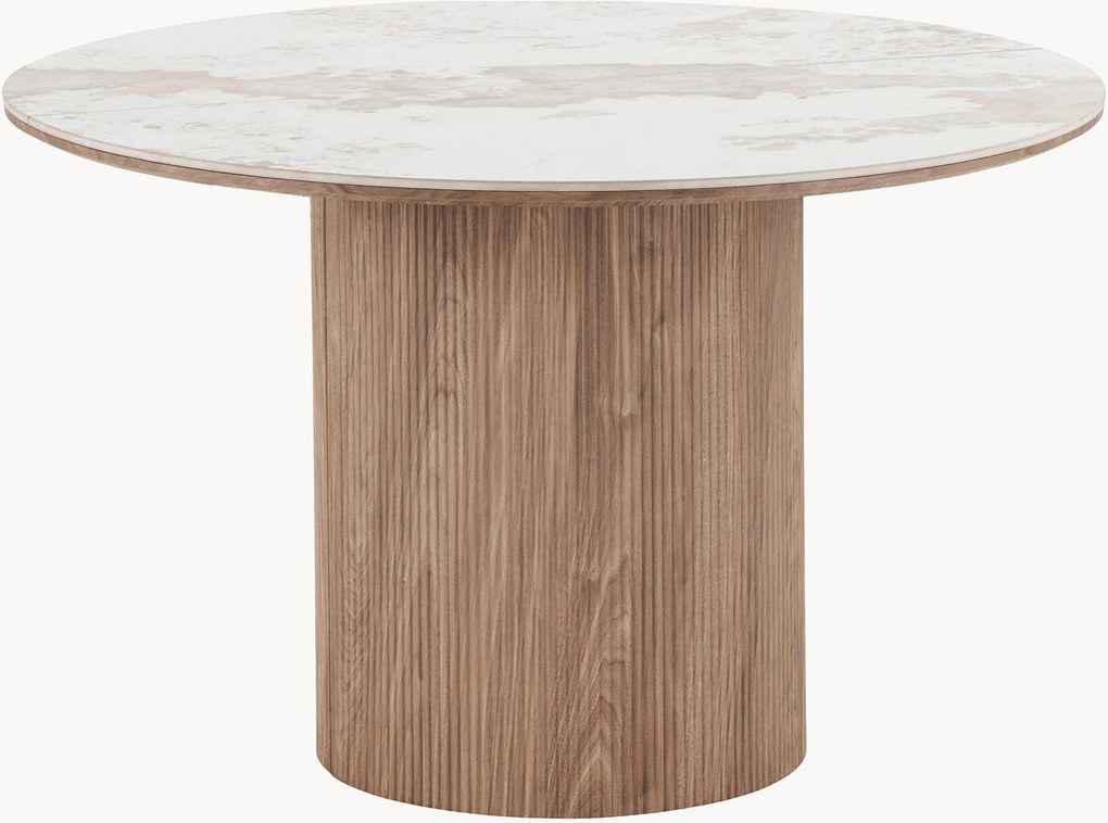 Mesa de jantar extensível com tampo de efeito mármore Athens, 120-160-200 x 120 cm