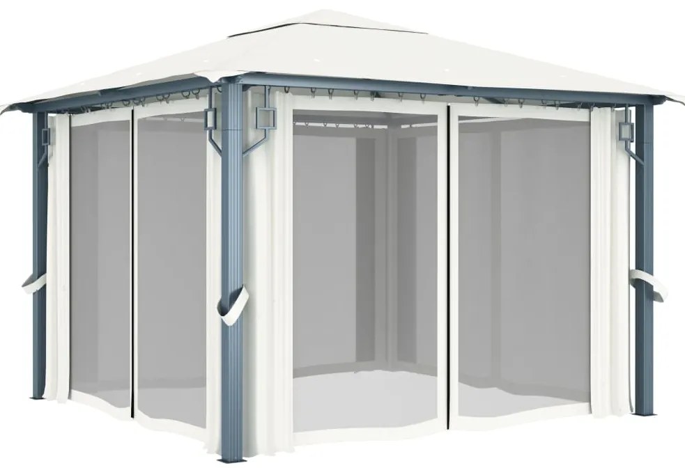 Gazebo com cortina 300x300 cm alumínio creme