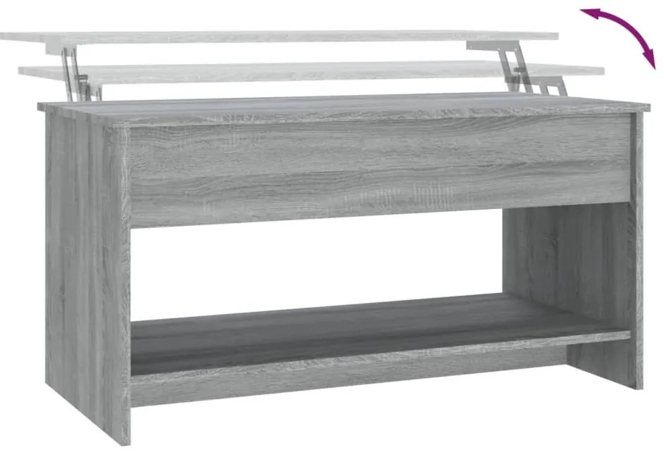 Mesa de centro 102x50x52,5 cm madeira processada sonoma cinza