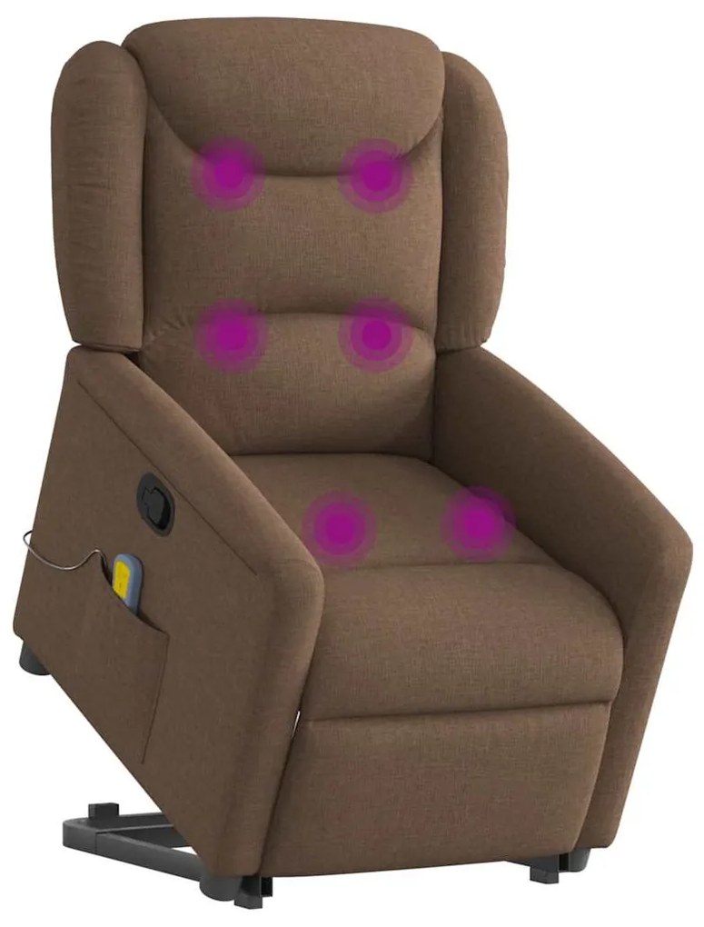 Poltrona reclinável massagens tecido castanho