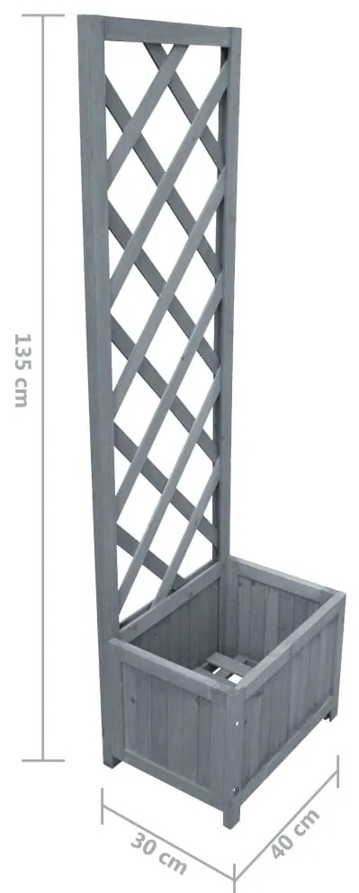 Vaso com treliça 40x30x135 cm madeira de abeto maciça