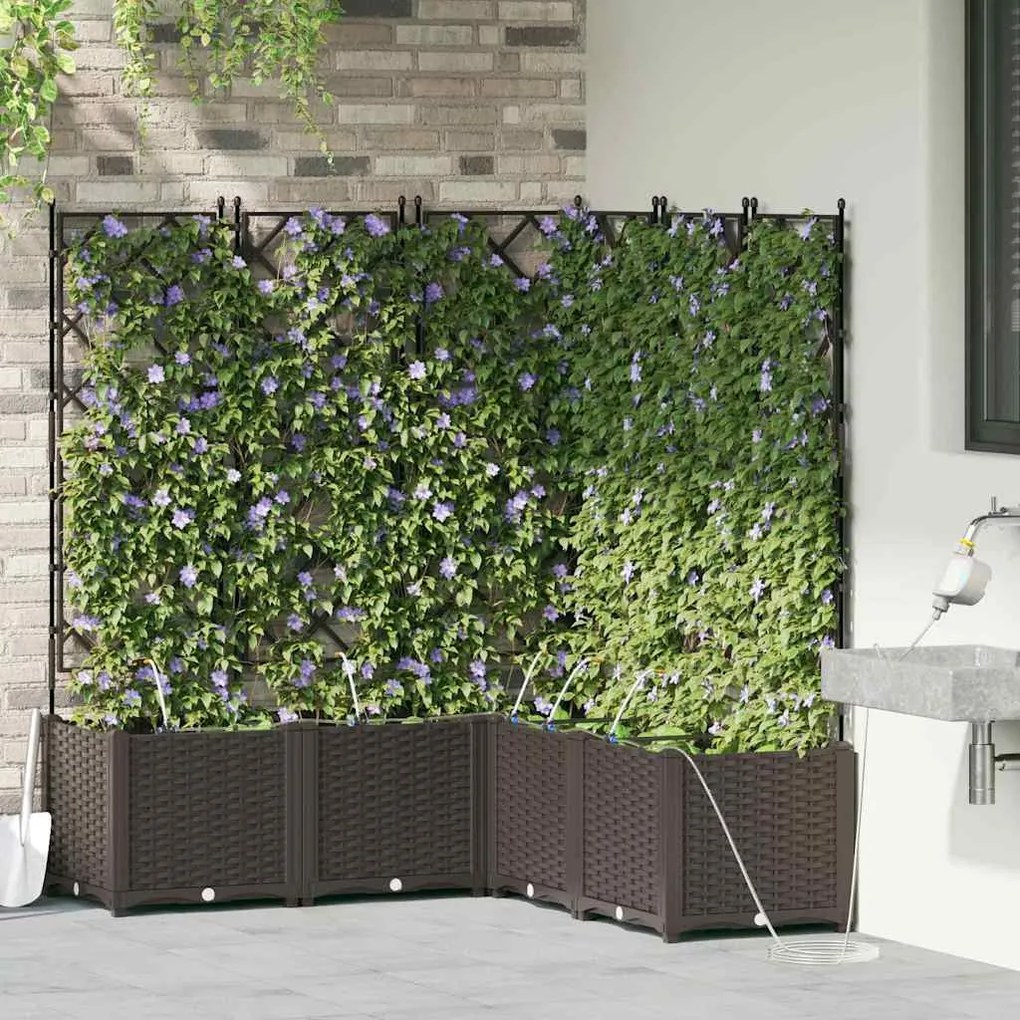 Jardineiras de Jardim 1 pc Castanho 120 x 120 x 142 cm Plástico