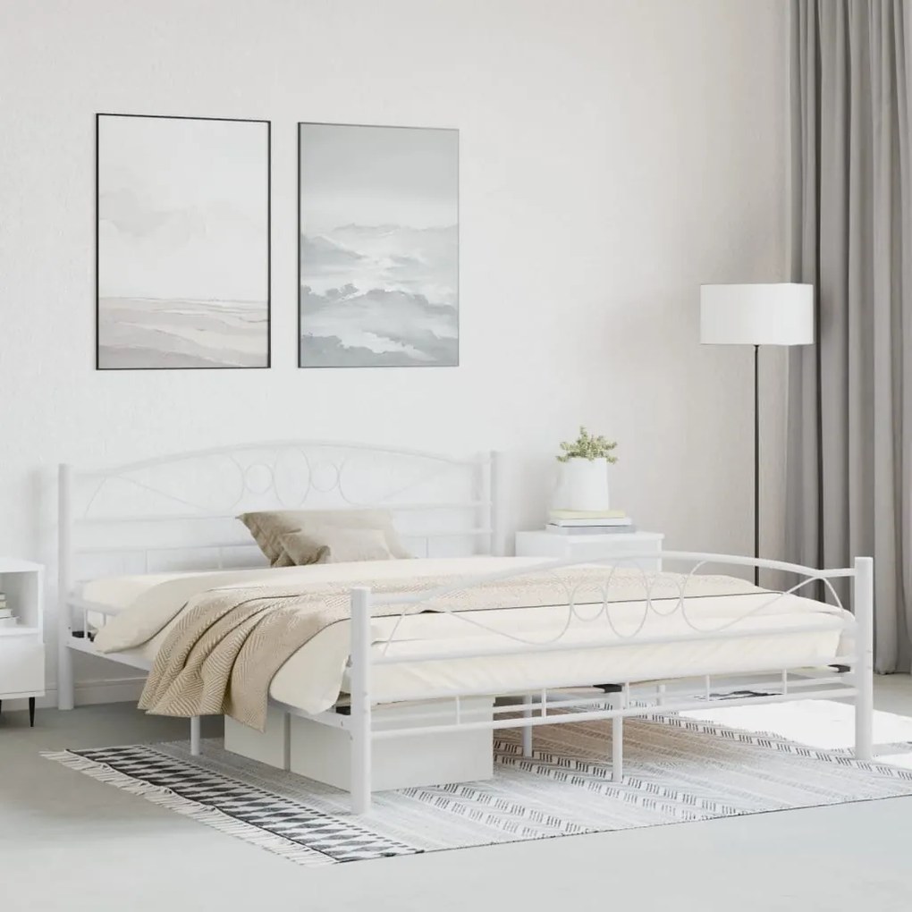 Estrutura de cama 160x200 cm metal branco