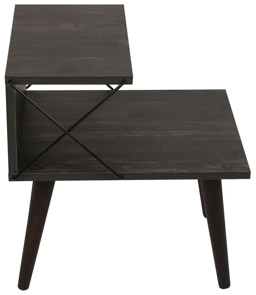 Mesa de Cabeceira Cross – Castanho Escuro – 50x55x40 cm