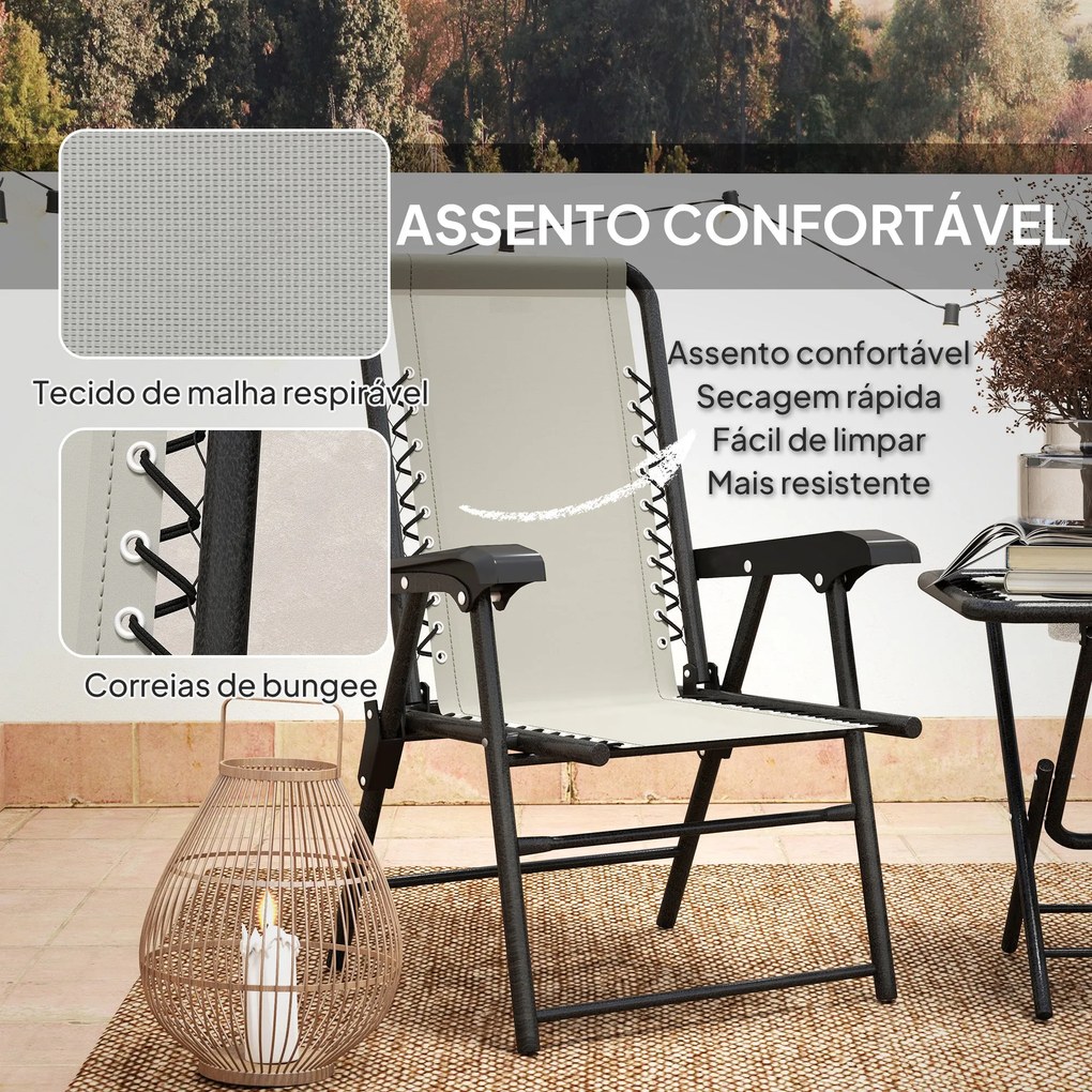 Conjunto de Mesa e Cadeiras de Jardim Móveis de Exterior Dobrável com