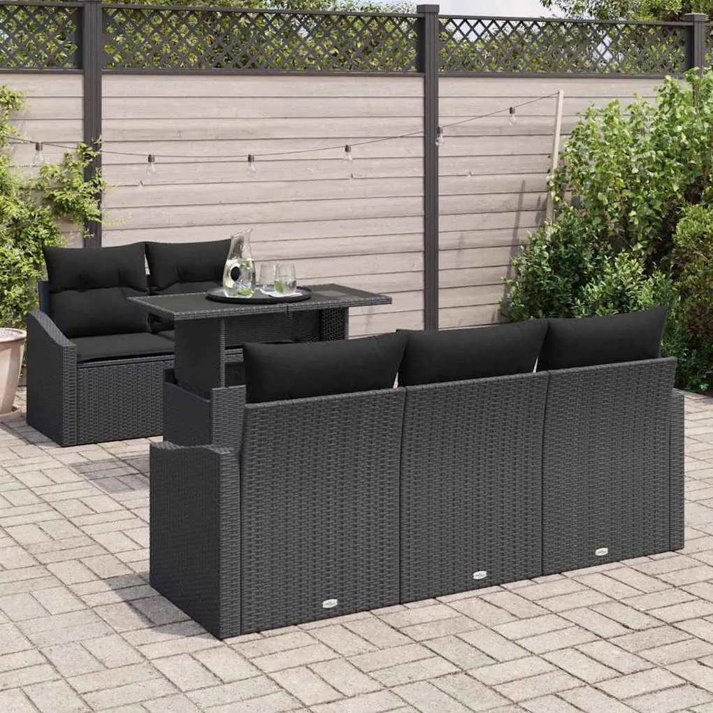 Conjunto de Sofá de Jardim de 6 Peças com Almofadas - Rattan Poly Pret