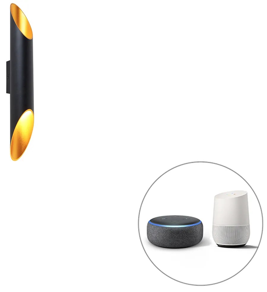 LED Candeeiro de parede inteligente preto 5,6 cm com 2 GU10 Wi-Fi - Organo Moderno