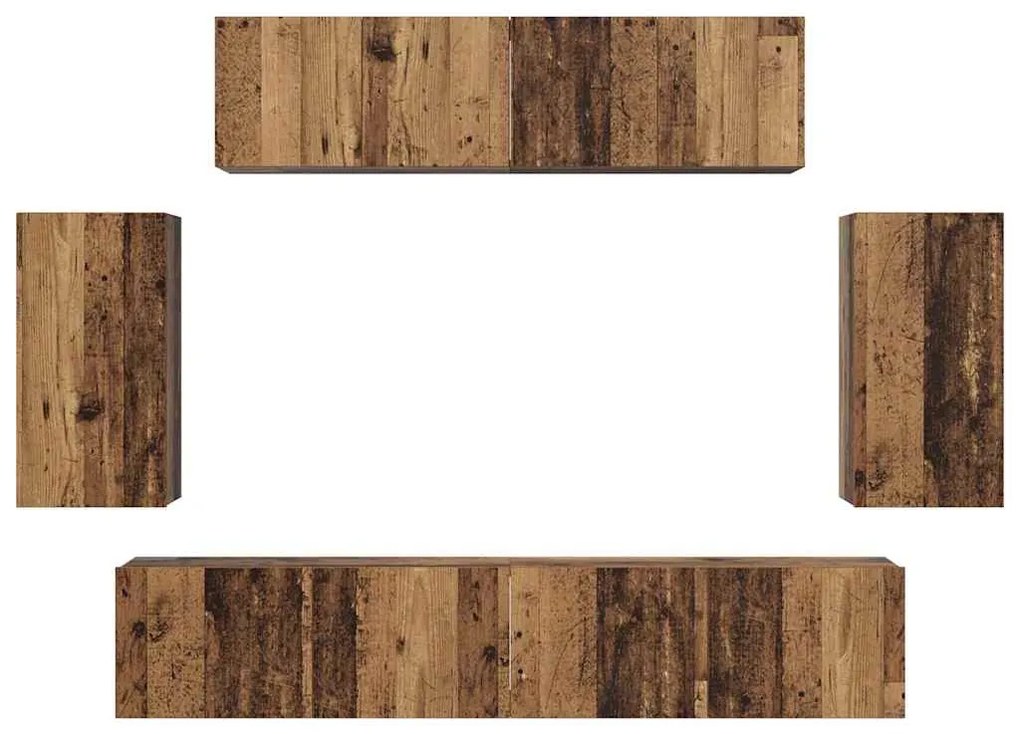 Conjunto de móvel de TV 6 pcs Madeira antiga Médio