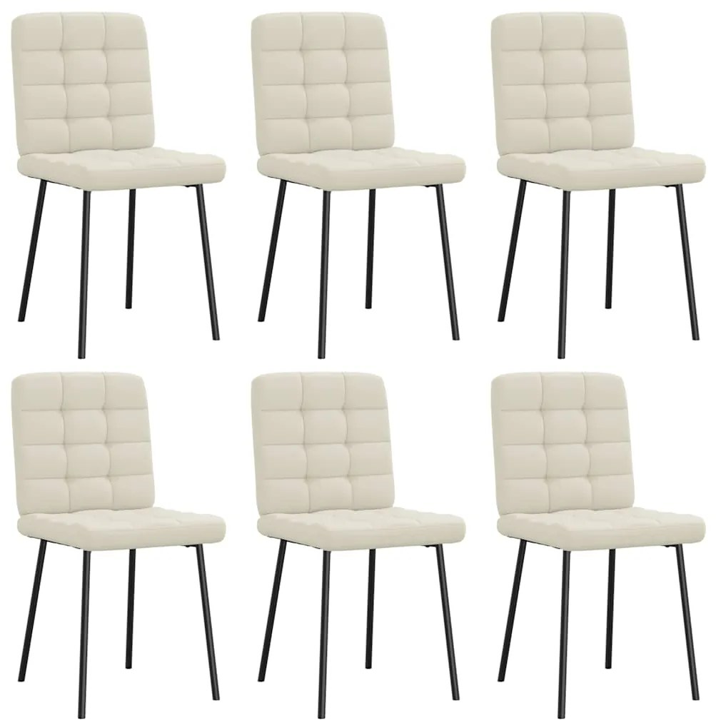 vidaXL Cadeiras de jantar 6 pcs veludo cor creme