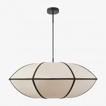 Lâmpada De Teto Suspensa Em Linho Patraix Preto & Preto Ø70 Cm - ↑25 Cm Patraix - Sklum