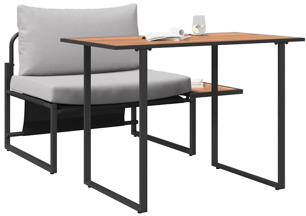 Conjunto de Jantar de Jardim de 2 Peças Cadeira Individual com Almofad