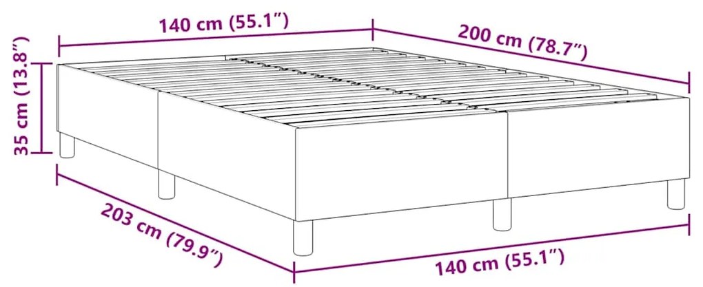 Cama Box VidaXL Creme 140x200 cm Tecido de Corduroy