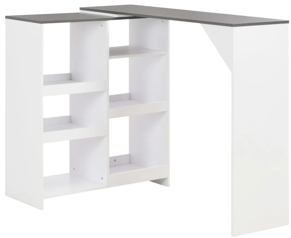 Mesa de bar com prateleira movível branco 138x39x110 cm