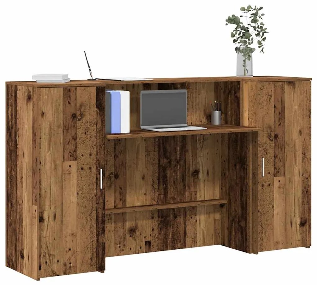 vidaXL Balcão de recepção 180x50x103,5 cm madeira madeira velha