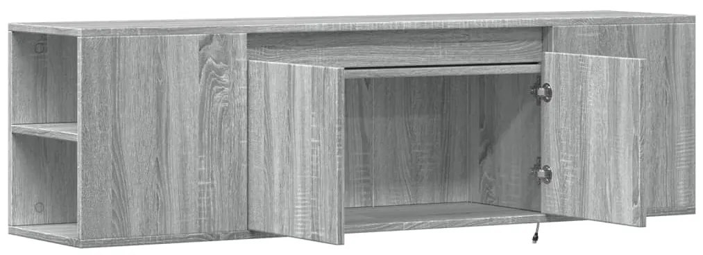 Móvel de parede p/ TV c/luzes LED 135x31x39,5cm cinzento sonoma