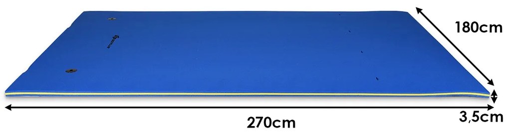 Colchão flutuante piscina, praia de espuma XPE ecológico com cabeça enrolável adequado para 3-5 pessoas 270 x 180 x 3,5 cm Azul