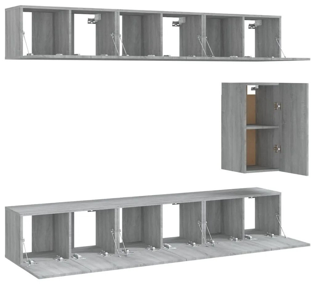 Conjunto móveis de TV 7 pcs madeira processada sonoma cinza