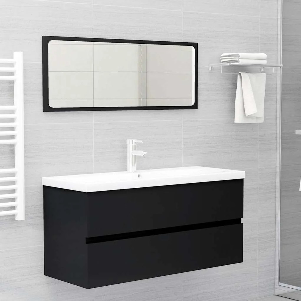 vidaXL 2 pcs conjunto de móveis de casa de banho contraplacado preto