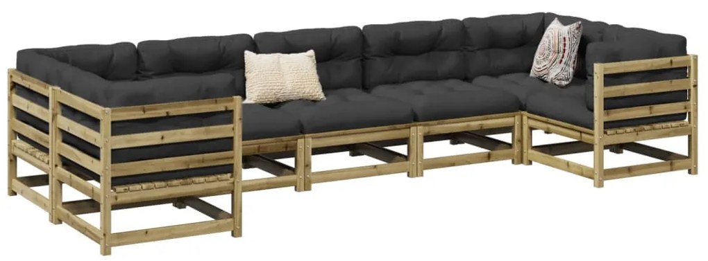 vidaXL 7 pcs conjunto sofás jardim madeira de pinho impregnada