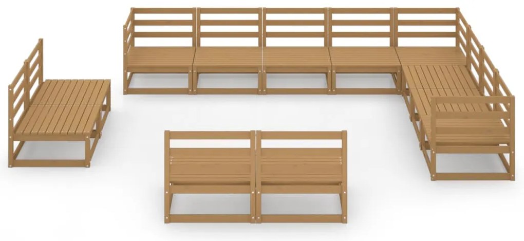 12 pcs conjunto lounge de jardim pinho sólido castanho mel