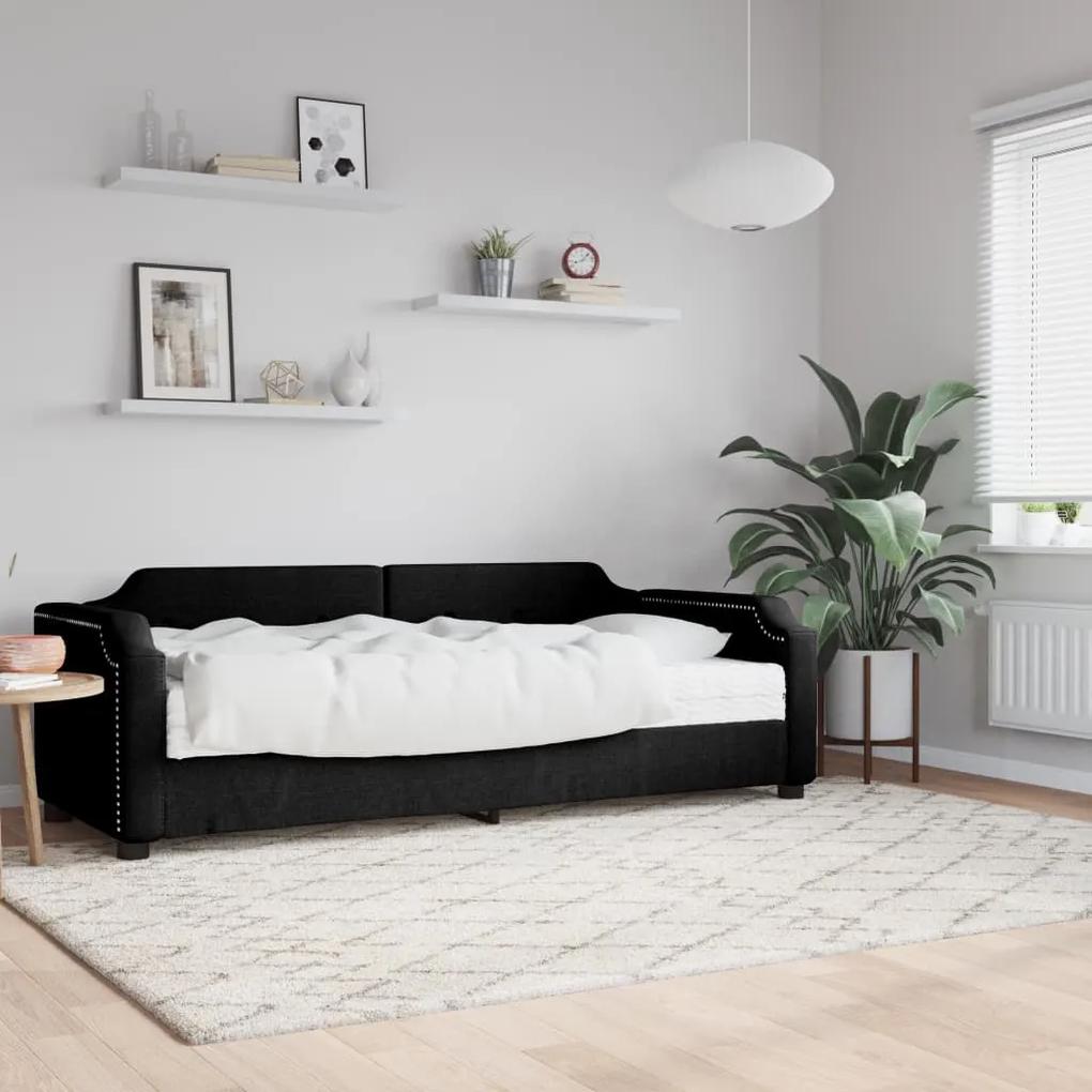 3197618 vidaXL Sofá-cama com colchão 90x200 cm tecido preto