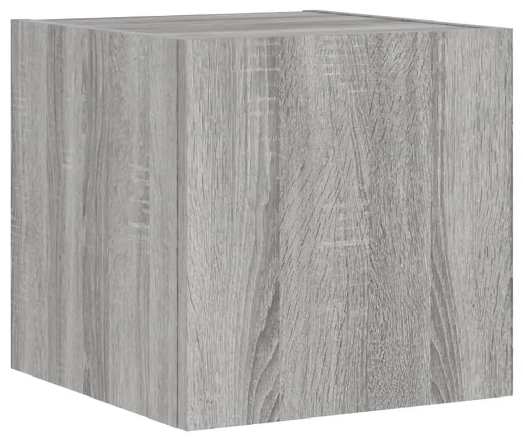 Móvel de parede p/ TV c/ luzes LED 30,5x35x30cm cinzento sonoma