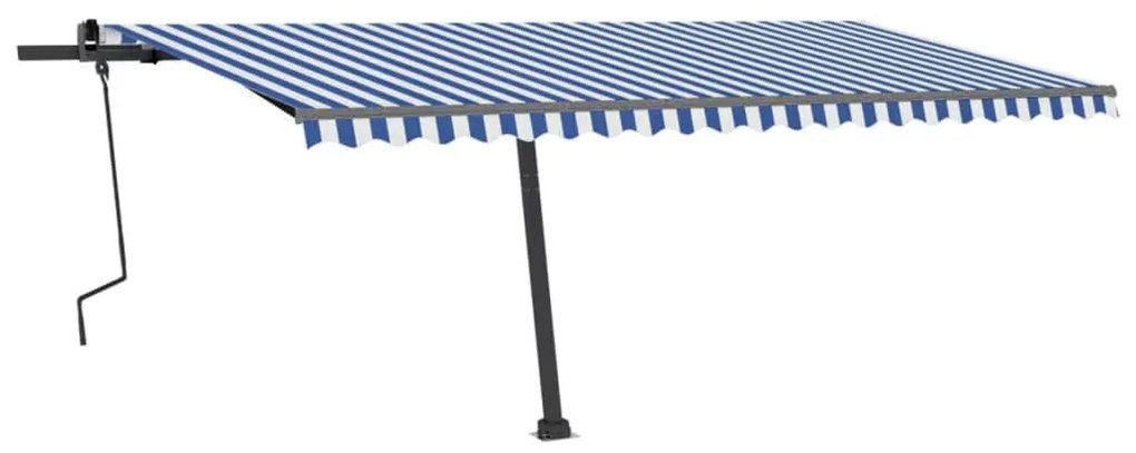 Toldo retrátil manual independente 500x300 cm azul e branco
