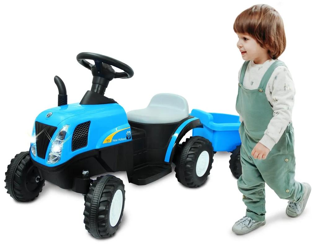 Tractor elétrico infantil New Holland Com Reboque 6V Azul
