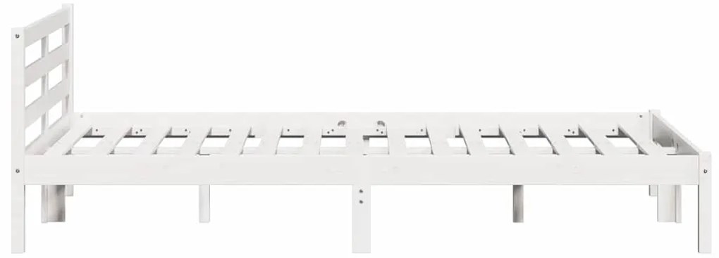 Cama com Cabeceira vidaXL Branca 140x220 cm Madeira Sólida Pinus