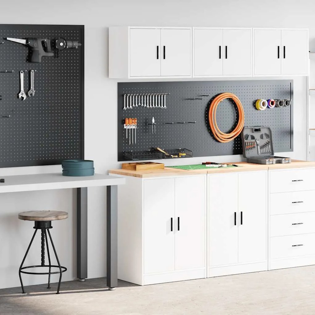 Armários de garagem 2 pcs derivados de madeira branco