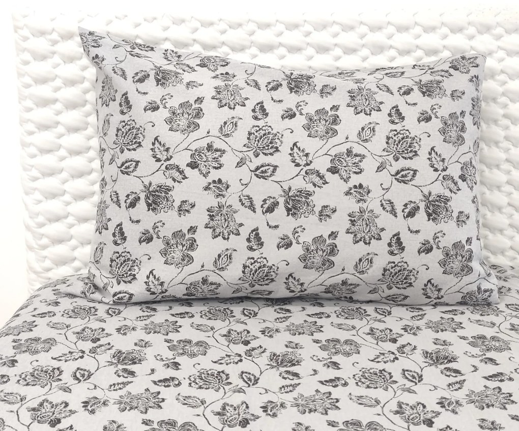 Jogo de Cama Flanela Black Flowers