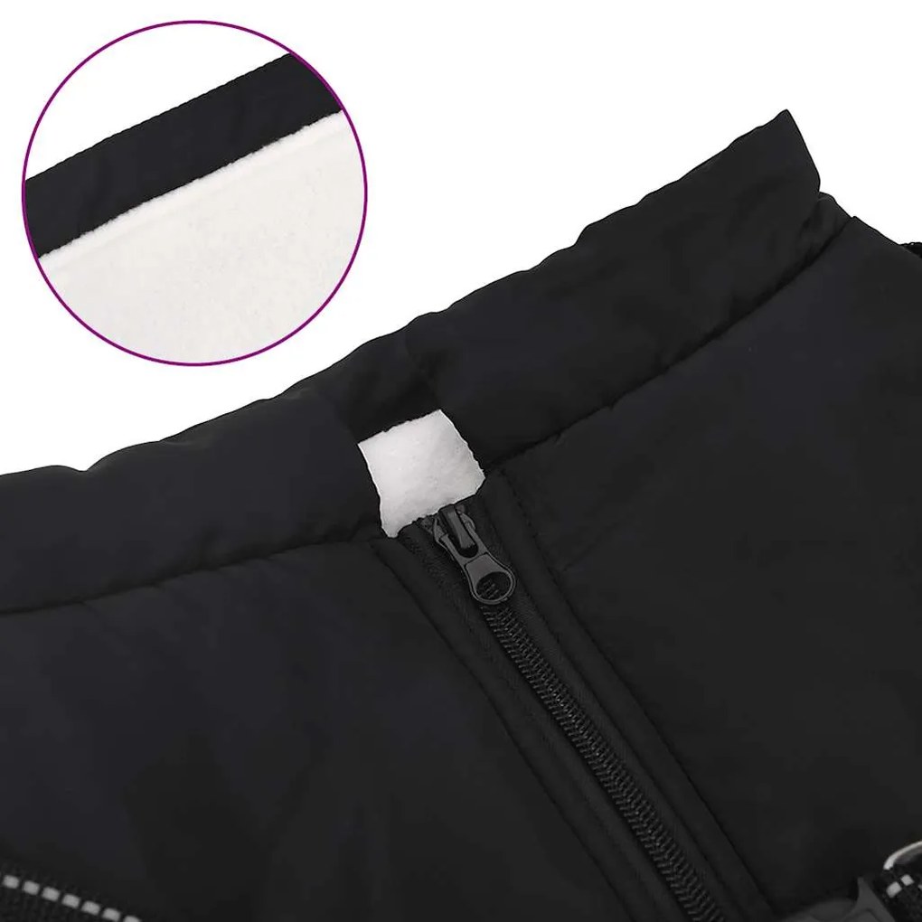 casaco para cães com arnês impermeável reflexivo preto 6XL