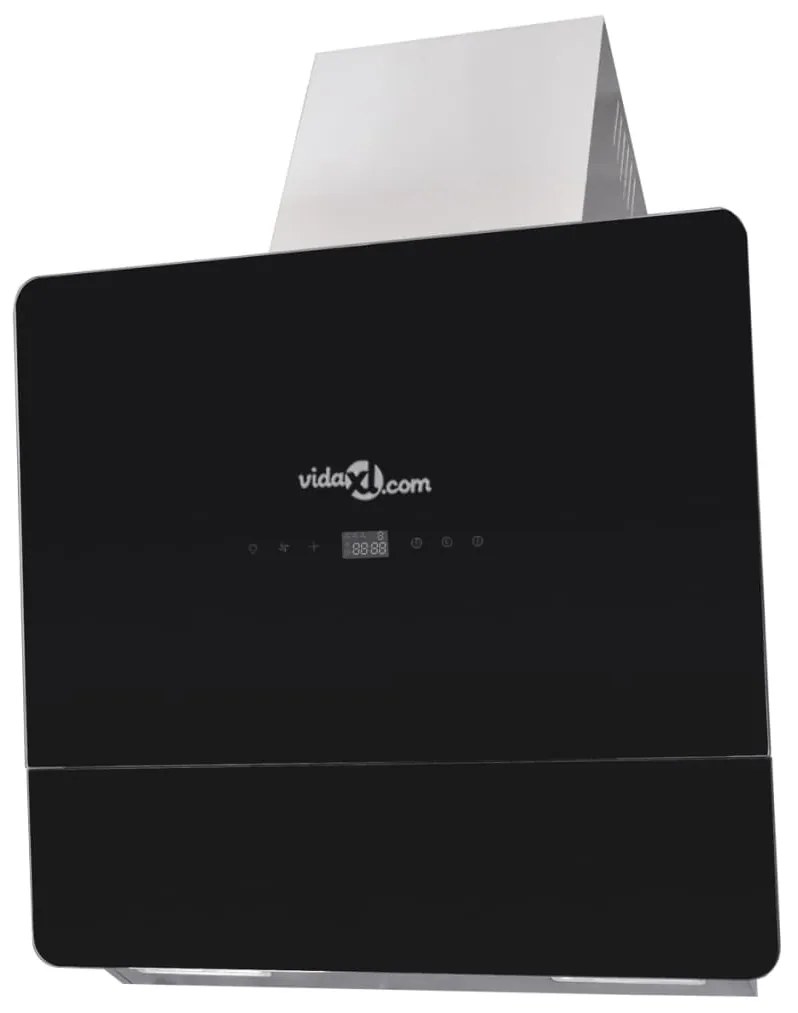 vidXL Exaustor com ecrã 600 mm vidro temperado preto