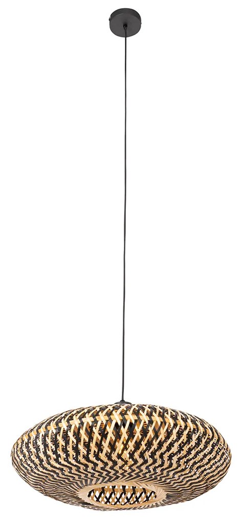Candeeiro de suspensão oriental preto bambu 50 cm - Ostrava Oriental