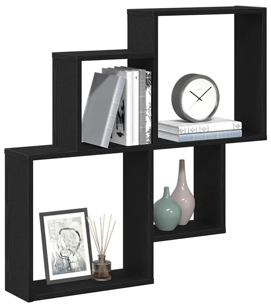 Armário de Parede vidaXL Carvalho Preto 80x15x78,5 cm Madeira Revestid