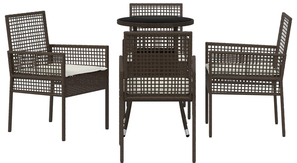 Conjunto de Jantar 5 Peças Jardim Castanho Polirattan
