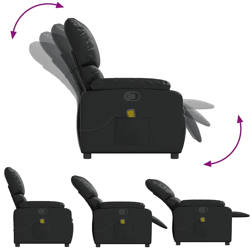 Poltrona de massagens reclinável couro artificial preto
