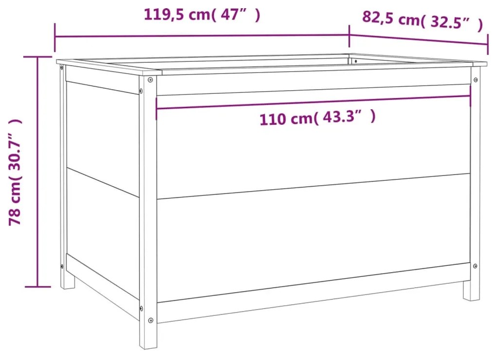 Canteiro elevado de jardim 119,5x82,5x78 cm pinho maciço
